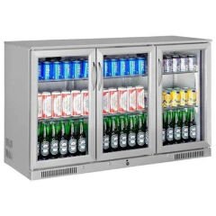 NDustrıo GDC-350-SS Bar Arkası 3 Kapılı Şişe Soğutucu, Inox, 135x52x90 cm